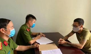 Đối tượng Trương Văn Hải tại cơ quan công an