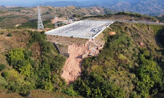 Trạm cắt 220kV Bờ Y xảy ra tình trạng sạt trượt taluy âm, nứt toác tường