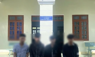 Các đối tượng liên quan tại cơ quan Công an. Ảnh: Công an cung cấp