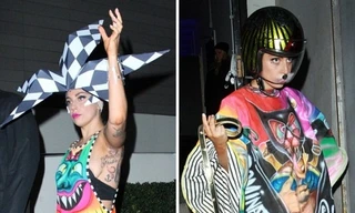 Lady Gaga sặc sỡ như 'tắc kè hoa', dắt chó dạo phố