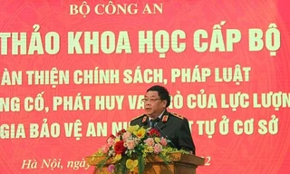 Trung tướng, PGS.TS Lê Văn Thắng, Giám đốc Học viện An ninh nhân dân phát biểu tại Hội thảo.