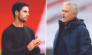 Derby London nóng trên băng ghế huấn luyện giữa HLV Arteta (trái) và HLV Mourinho 