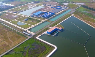 Hồ lắng nhà máy nước Sông Đuống. ảnh: Mạnh Thắng