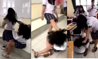 Hai nữ sinh Trường THPT Phan Đăng Lưu, TPHCM đánh nhau ngay trong lớp học, ngày 10/3 