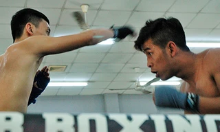 Võ sĩ Trần Văn Thảo miệt mài luyện tập trong ngày Tết Kỷ Hợi. Ảnh: Trần Nguyên Anh 