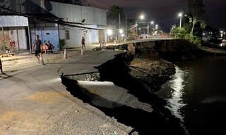 Quốc lộ 91 tiếp tục lở toác sau Tết