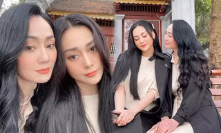 Quách Thu Phương thả dáng bên 'con dâu' Phương Oanh, xinh đẹp như 'hai giọt nước' 