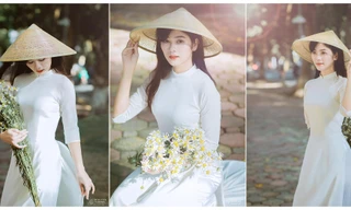 Thiếu nữ Hà thành thướt tha tà áo dài bên cúc hoạ mi