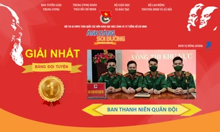 Các thành viên đội tuyển Thanh niên Quân đội tham dự Vòng Chung kết Hội thi Olympic toàn quốc các môn khoa học Mác - Lênin và tư tưởng Hồ Chí Minh “Ánh sáng soi đường”.