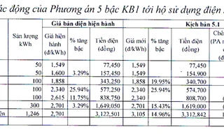 Bản phân tích tác động cụ thể của kịch bản 1 đến hộ sử dụng điện sinh hoạt.