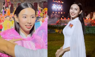 Hoa hậu Thùy Tiên đội mưa dự Lễ Khai mạc Tuần lễ Festival nghệ thuật Quốc tế Huế
