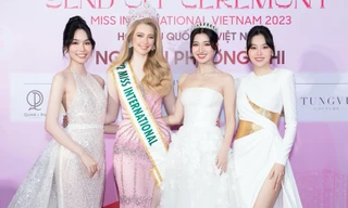 Á hậu Phương Nhi cùng dàn hậu đình đám khoe sắc bên đương kim Hoa hậu Quốc tế