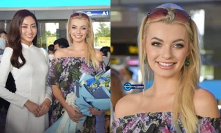 Nhan sắc đời thường của đương kim Miss World Karolina Bielawska khi đứng bên Hoa hậu Lương Thùy Linh