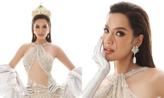 Hoa hậu Lê Hoàng Phương khoe chân dài miên man trong bộ ảnh chụp cùng vương miện