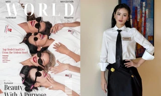 Ý Nhi lên bìa tạp chí Miss World cùng các đại diện Thái Lan, Úc và New Zealand