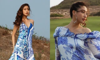 Hoa hậu Lương Thùy Linh bay bổng trong các thiết kế sử dụng họa tiết gốm sứ Bát Tràng