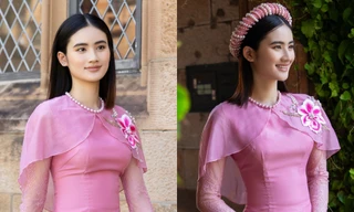 Nhan sắc của Hoa hậu Ý Nhi trong bộ ảnh áo dài chụp ở trường Đại học Sydney