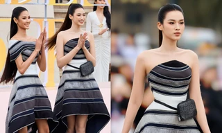 Video hai nàng hậu xứ Thanh Đỗ Thị Hà, Hoàng Thùy khoe trình catwalk ấn tượng