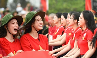 Đỗ Thị Hà, Ngọc Thảo cùng Top 41 Hoa hậu Việt Nam 2024 rạng rỡ bên lá cờ Tổ quốc