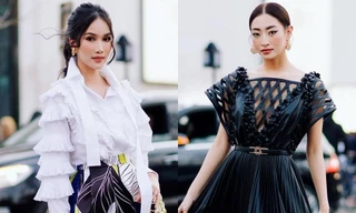 Hoa hậu Lương Thùy Linh, Á hậu Phương Anh khoe dáng trong thiết kế của Elie Saab ở Paris