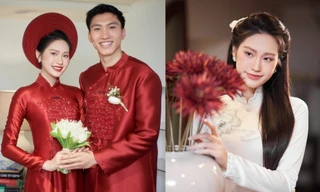 Ngắm nhan sắc ngọt ngào, trong veo của cô dâu Doãn Hải My trong tà áo dài