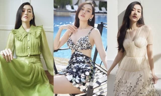 Á hậu Tường San đẹp mong manh trong các thiết kế ứng dụng của NTK Lê Thanh Hòa