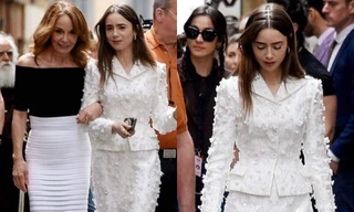 Lily Collins diện trang phục của NTK Đỗ Mạnh Cường quay "Emily in Paris" mùa 4