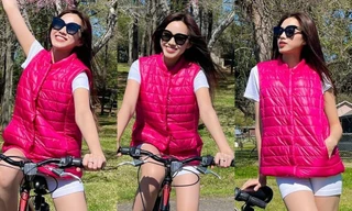 "Hoa hậu yêu màu hồng" Đỗ Thị Hà khoe ảnh đi xe đạp, rạng rỡ trong nắng Xuân tại Mỹ