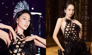 Hoa hậu Thanh Thủy - Bùi Quỳnh Hoa cùng diện váy lấy cảm hứng từ đan lát