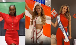 Dàn thí sinh đầu tiên khởi hành tới Miss World, tràn ngập sắc đỏ tại sân bay