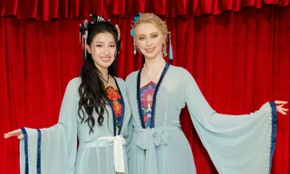 Á hậu Phương Nhi và Miss International Jasmin Selberg hóa thân thành chị em Thúy Kiều