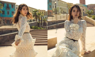 Ngọc Trinh bất ngờ mặc kín đáo khác hẳn bộ váy hiểm hóc từng khiến cô suýt ngất ở Phú Quốc