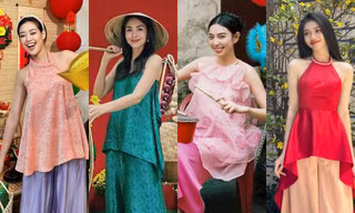 Không chỉ áo dài, trang phục truyền thống từ lụa rất được lòng các người đẹp Việt
