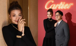 Siêu mẫu Thanh Hằng đeo trang sức 2,4 tỉ đồng tham dự sự kiện cùng chồng