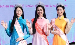 Nhan sắc rạng rỡ của Top 3 Hoa hậu Việt Nam 2024 trong họp báo sau đăng quang