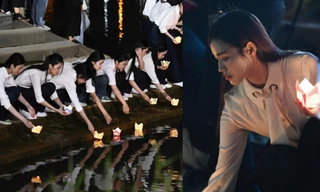 Đỗ Thị Hà và Top 41 Hoa hậu Việt Nam 2024 thả hoa đăng tri ân các Anh hùng Liệt sĩ