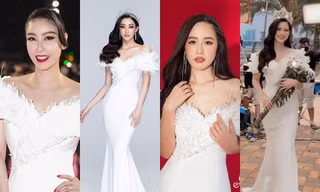 Hoa hậu Đỗ Thị Hà đụng nguyên dàn Hoa hậu khi diện lại mẫu váy "thiên nga", ai đẹp nhất?