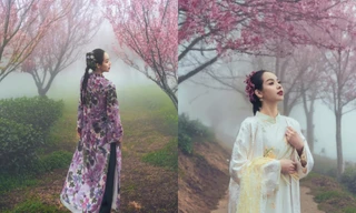 Hoa hậu Thanh Thủy khoe bộ ảnh áo dài được chụp trong cái lạnh 3 độ của Sapa