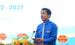 Bí thư TƯ Đoàn Ngô Văn Cương phát biểu tại Đại hội -Ảnh: BK