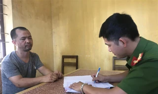 Đối tượng Nguyên tại cơ quan công an. Ảnh: H.T