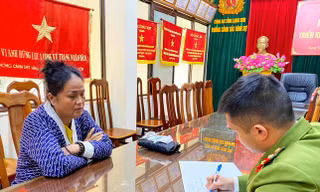 Bà Chu Thúy Nga tại cơ quan công an -Ảnh: H.T