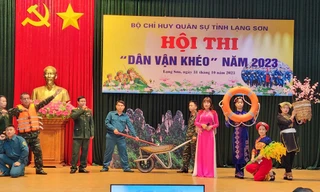 Sôi nổi Hội thi "dân vận khéo" Bộ CHQS tỉnh Lạng Sơn. Ảnh: Duy Chiến 