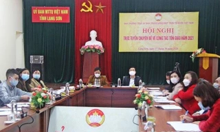 Các đại biểu, chức sắc tôn giáo ở điểm cầu tỉnh Lạng Sơn tham gia Bồi dưỡng chuyên đề về công tác tôn giáo năm 2021 -Ảnh: H. T