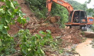 Sạt lở đất ở Cao Bằng. Ảnh: CB