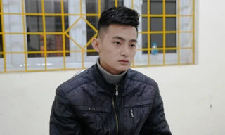 Phạm Hoàng Phúc tại cơ quan công an -Ảnh: CB