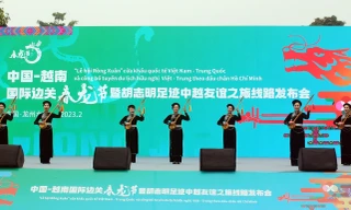 Tiết mục của đoàn Cao Bằng biểu diễn tại chương trình -Ảnh: CB