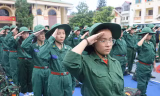 Chiến sỹ nhí xứ lạng tham gia trải nghiệm Biên phòng. Ảnh: Duy Chiến 