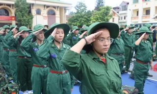 Chiến sỹ nhí xứ lạng tham gia trải nghiệm Biên phòng. Ảnh: Duy Chiến 