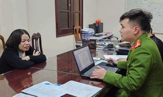 Đối tượng Huệ tại cơ quan điều tra.