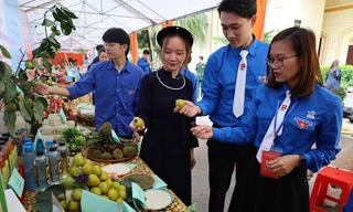 Tuổi trẻ Lạng Sơn hào hứng với sản vật riêng có của quê hương -Ảnh: Duy Chiến 